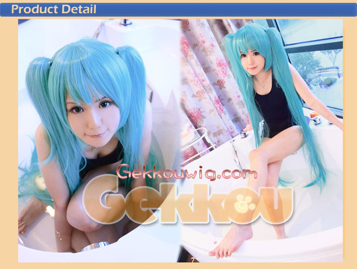 Vocaloid 2 Cosplay Hatsune Miku Wig Sky Blue Ponytail Wig
