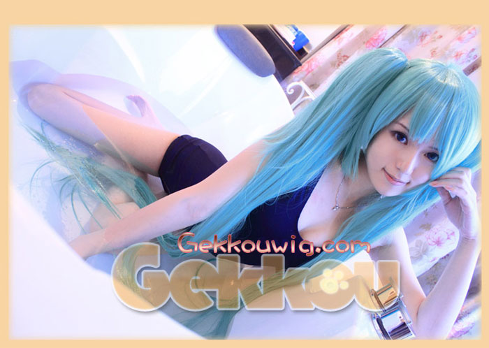 Vocaloid 2 Cosplay Hatsune Miku Wig Sky Blue Ponytail Wig