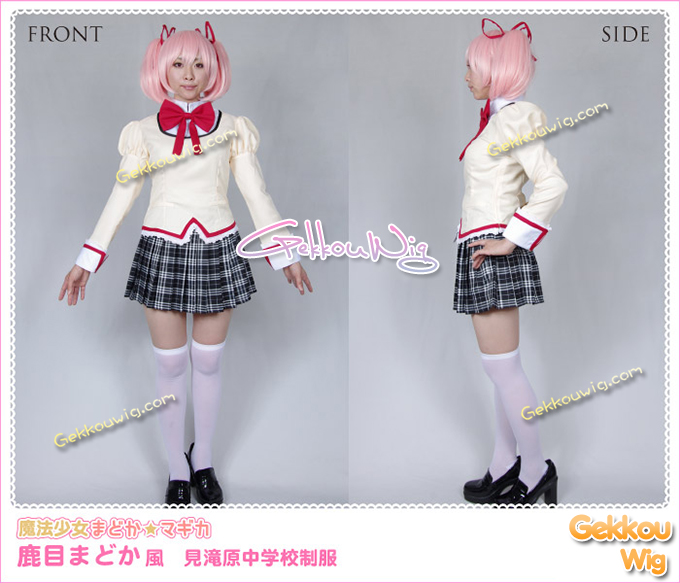 Puella Magi Madoka Magica Cosplay Madoka Kaname School Girl Uniform Costume