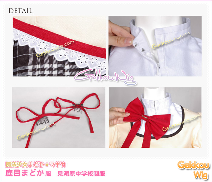 Puella Magi Madoka Magica Cosplay Madoka Kaname School Girl Uniform Costume