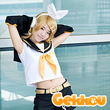 Vocaloid Cosplay Kagamine Rin Gold Curly Wig